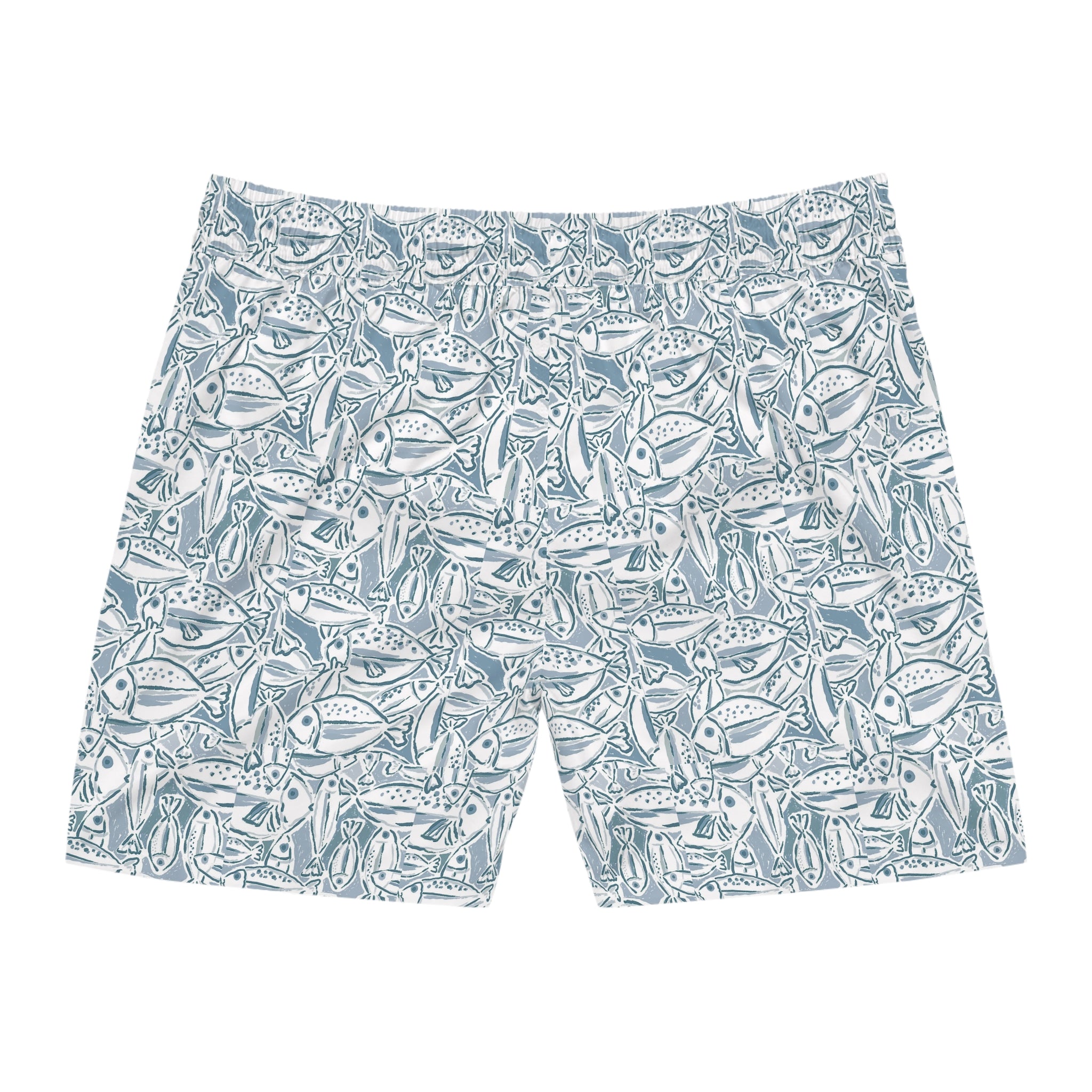 Shorts with fish pattern on a white background