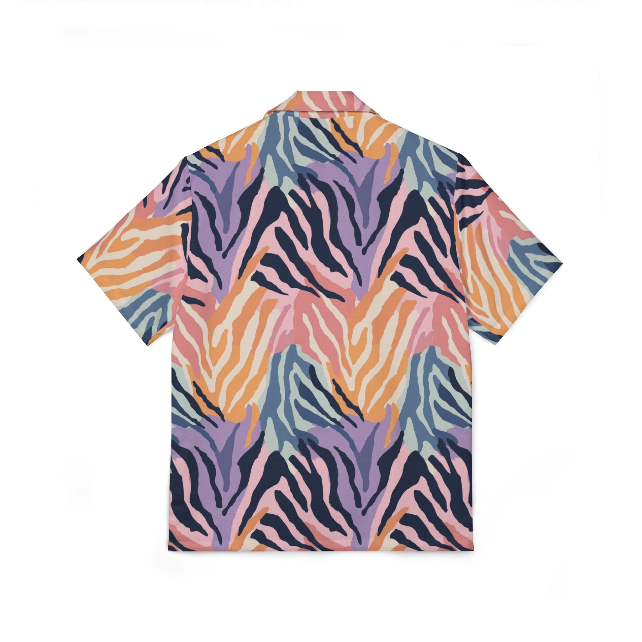 Colorful zebra pattern shirt on a white background