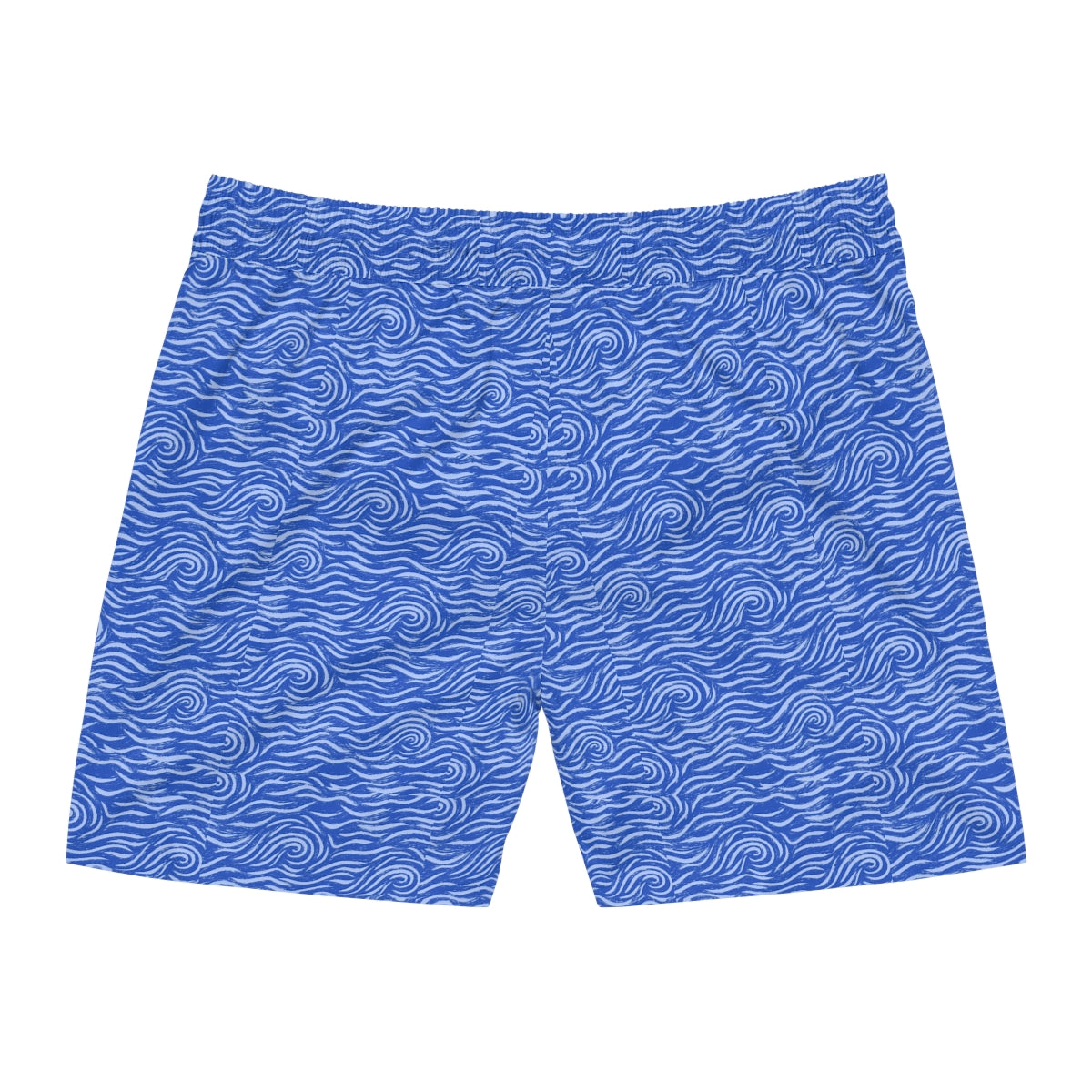 Blue shorts with wave pattern on a white background
