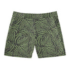 Green shorts with black zebra pattern on a white background