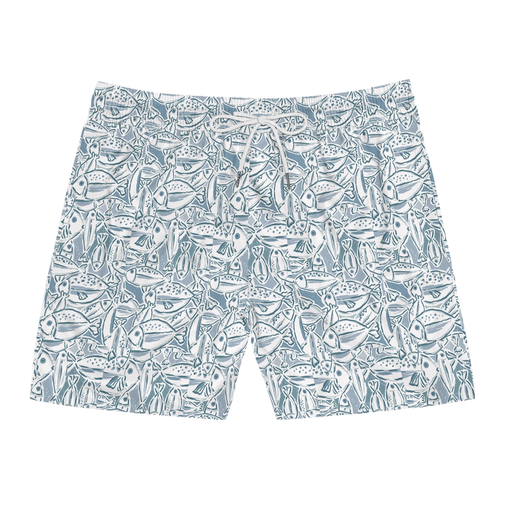 Shorts with fish pattern on a white background