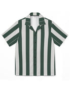Green and white striped shirt on a white background