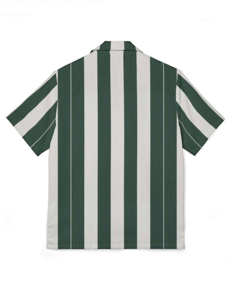 Green and white striped shirt on a white background